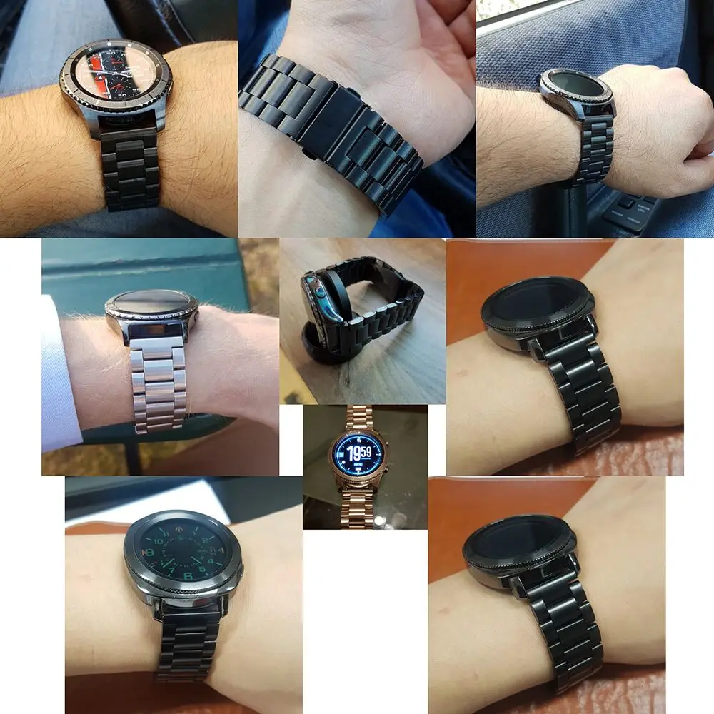 Универсальный ремешок для часов браслет из нержавеющей стали ремни для Galaxy Watch 46 мм 42 мм Шестерня S3 S2 классический 16 мм 18 мм 20 мм 22 мм 24 мм ремешок
