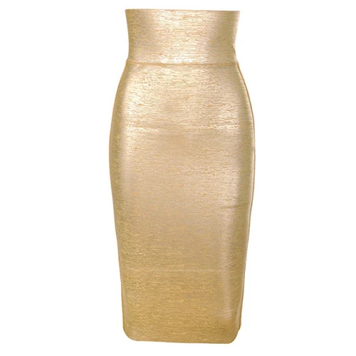 Новая модная женская сексуальная металлическая золотистая бандажная юбка до середины икры,, юбка для рождественской вечеринки, ночного клуба, золотая, XS, s, m, l