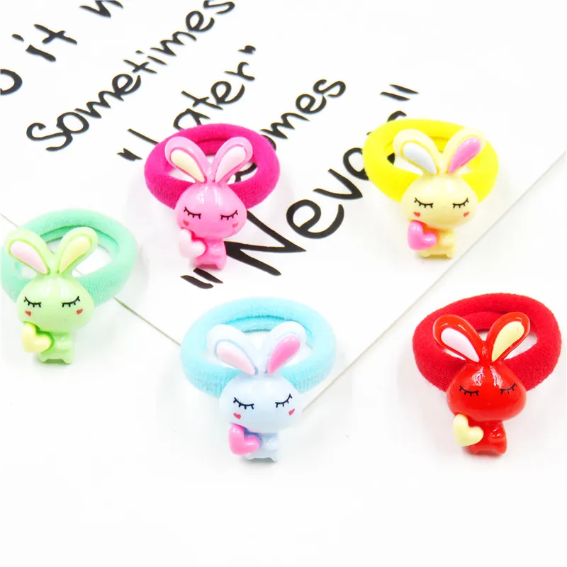 

1PCS Rabbit LOVE Solid Bow Elastic Hair Bands Toys For Girls Handmade Child Rope Headband Scrunchy Hair Accessories For Kids