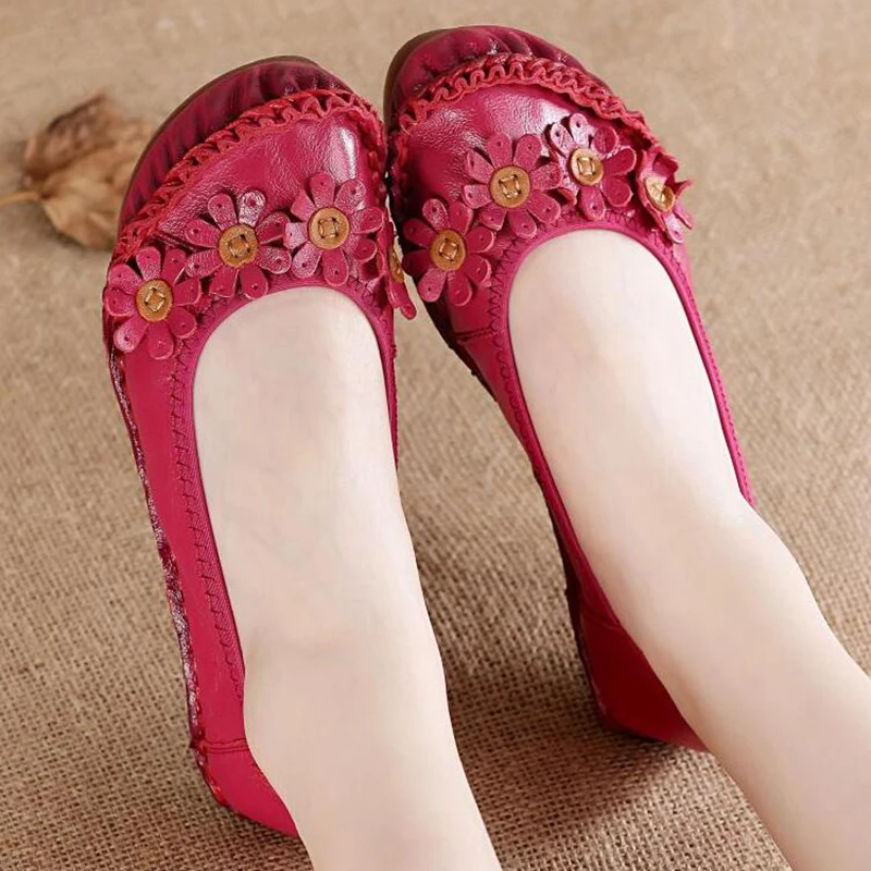 Mocassins Covoyyar Slip Drop Casual Grandes Chaussures Wfs400 Black Appartements marron Tailles Vintage 41 Ship red 35 Fleur En Femmes Sur Souple vert Cuir blanc gris 2019 rC6qar