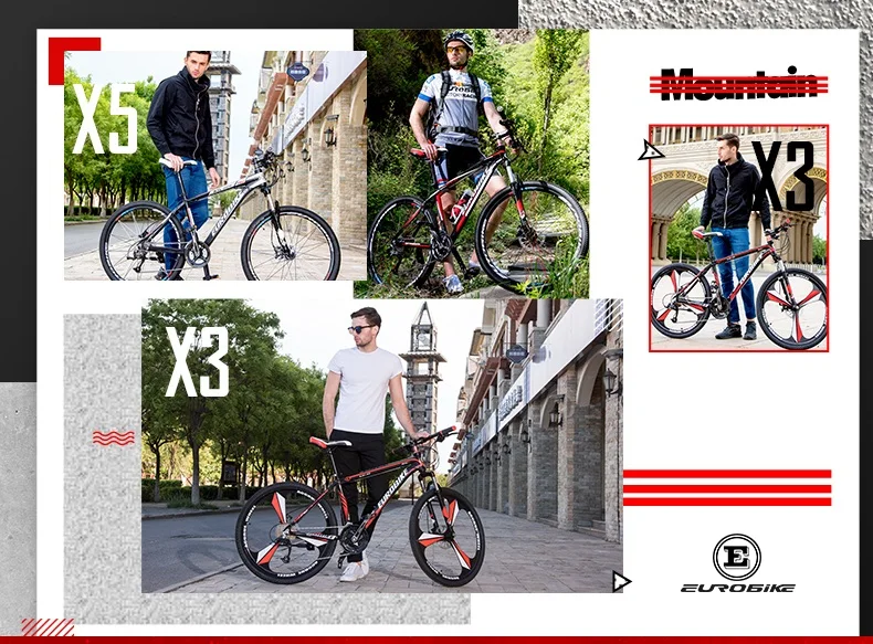 Best EUROBIKE 21 Speed Aluminum Mountain bike Dual Disc Brake Mountain bicycle 0