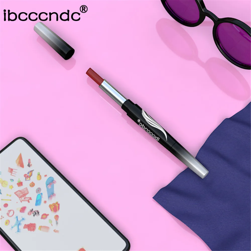 Ibcccndc 8035, двойной концевой автоматический вращающийся карандаш для губ, долговечная губная помада, Профессиональная Матовая, водостойкая, увлажняющая, легко окрашиваемая