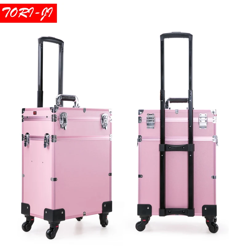 

Tori-ji New Adjustable LED lighted Makeup Box Beauty Case with Mirror Storage Travel Portable bag 3 colors L