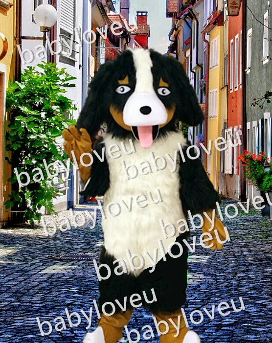 Realistic Bernese Mountain Dog Mascot Costume Adult Size Lovely Snowman