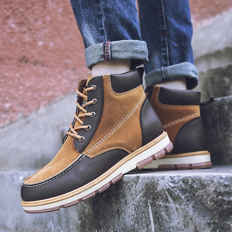 

Winter Warm Plush Fur Snow Boots Men Ankle Boot Quality Casual Motorcycle Boot Waterproof Men's Boots Big Size 38-47 Zapatillas