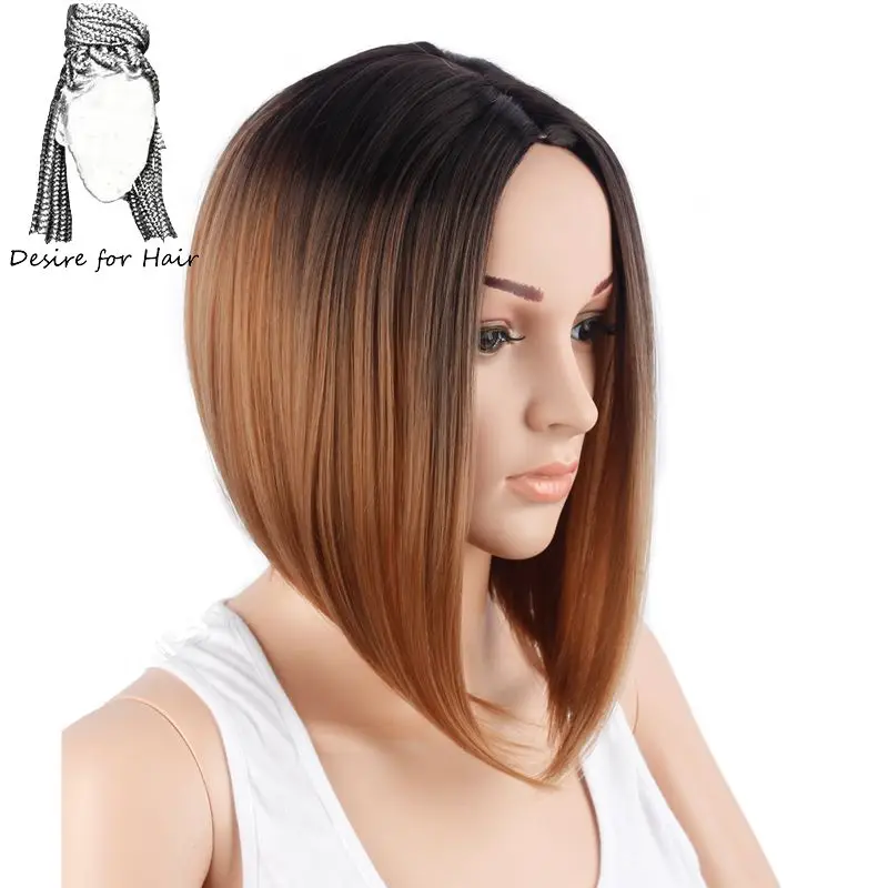 Us 1573 20 Offdesire Für Haar 1 Stück 12 Inch Kurzen Geraden Ombre Schwarz Braun Farbe Bob Stil Hitzebeständige Synthetische Perücken Für Frauen