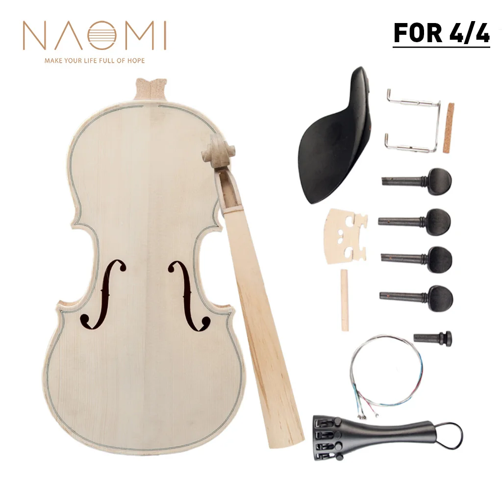 NAOMI DIY скрипка 4/4 полный размер натуральная твердая древесина акустическая Скрипка комплект ель Топ клен задняя Шея гриф