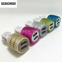 SZAICHGSI двойной usb порт 2.1A+ 1A алюминиевый сплав Micro университетское автомобильное зарядное устройство адаптер для iphone 5 6 7 1000 шт/лот