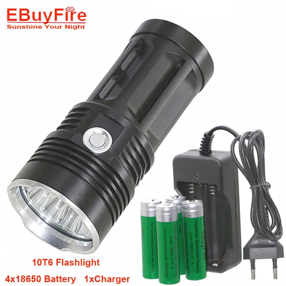 10T6 LED Flashlight KING T6 18650 flashlights waterproof rechargeable Torch Camp Lamp Light Hunting | Лампы и освещение