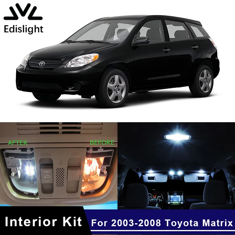 Edislight 8Pcs White Ice Blue LED Lamp Car Bulbs Interior Package Kit For 2003-2008 Toyota Matrix Map Dome Trunk Plate Light | Автомобили