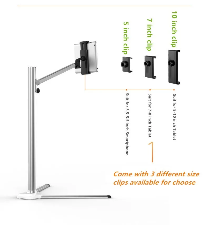 Чехол с крышкой вверх-6 Универсальный Алюминий сплава регулируемый по высоте 2 в 1 держатель для смартфона+ планшетный ПК напольная подставка одиночный держатель Кронштейн 360 градусов