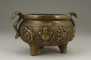 

CHINESE OLD BRASS HANDWORK CARVING DRAGON FLOWER INCENSE BURNER