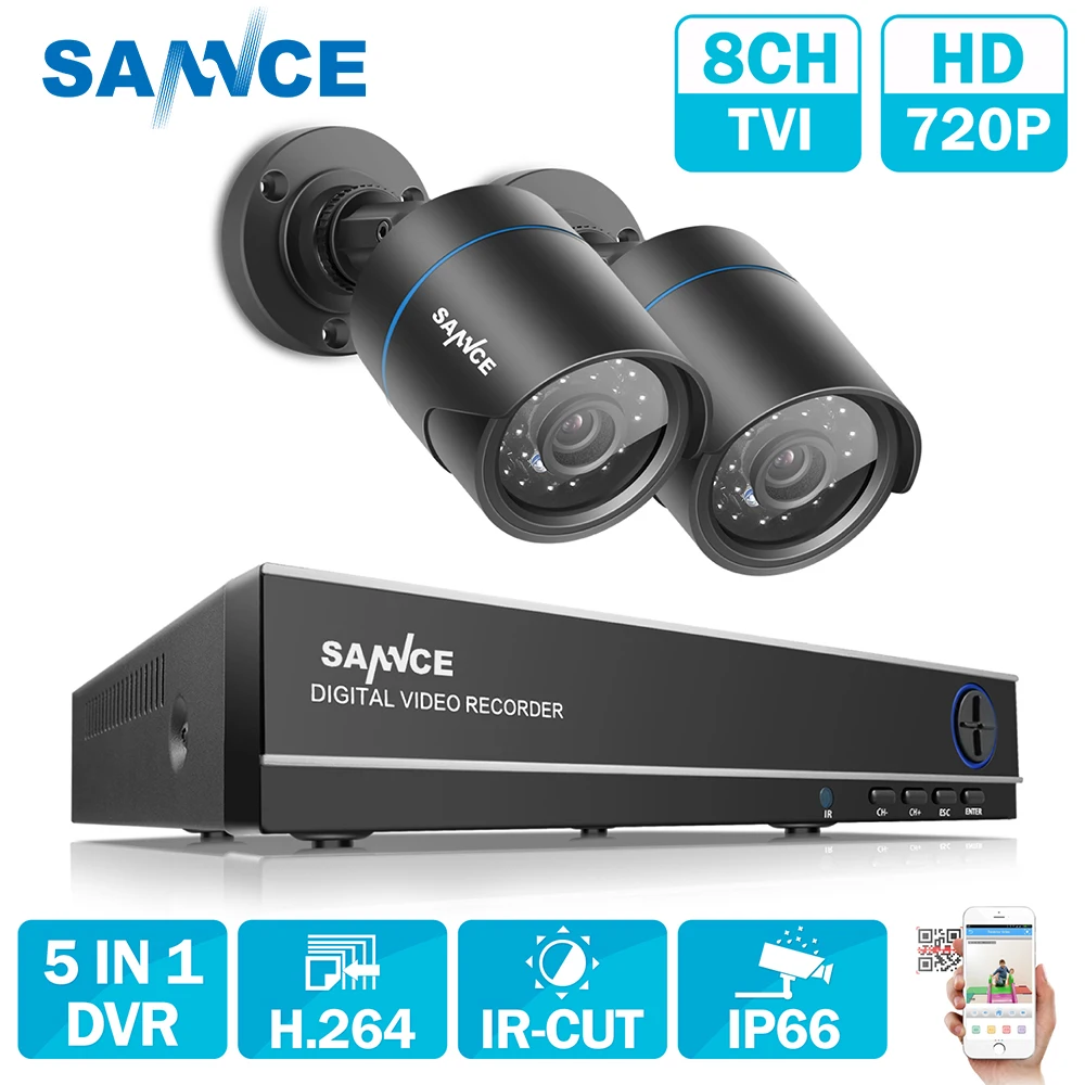 SANNCE Новый 1080N HD Высокое разрешение 8CH CCTV видео безопасности системы 2 шт. micro камера survelliance комплект ИК Открытый Всепогодный