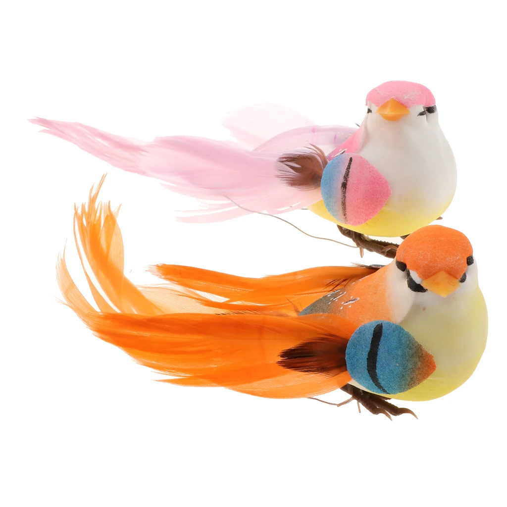 2Pcs/Set Artificial Foam Feathered Birds with Clip Home Decor Party Accessories