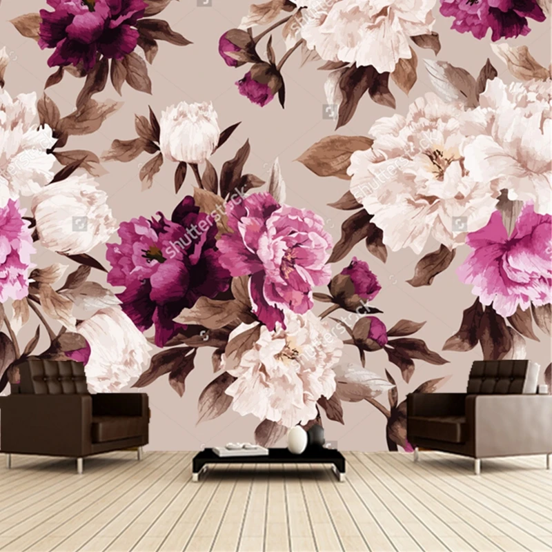 Kundenspezifische Blumen Tapete Rose Aquarell 3d Retro Malerei Fur Wohnzimmer Schlafzimmer Sofa Hintergrund Wasserdichte Tapete Painting Black Painting Wallpaperwallpaper For Kids Room Aliexpress
