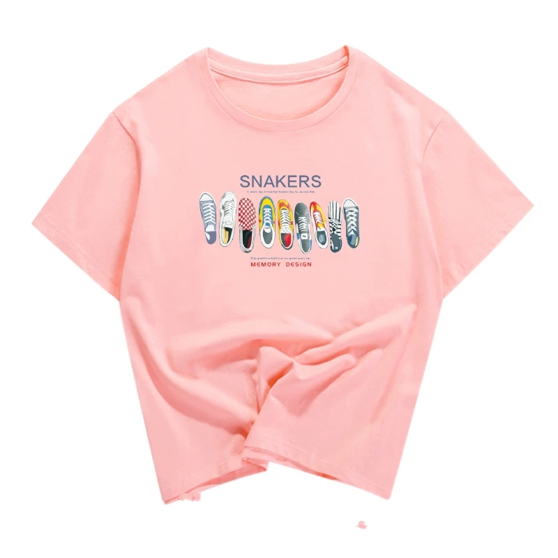 

Kawaii Casual Cotton Tshirt Tops Fashion Women T-shirts Funny Graphic Print Tee 90s Ladies O-Neck Clothing