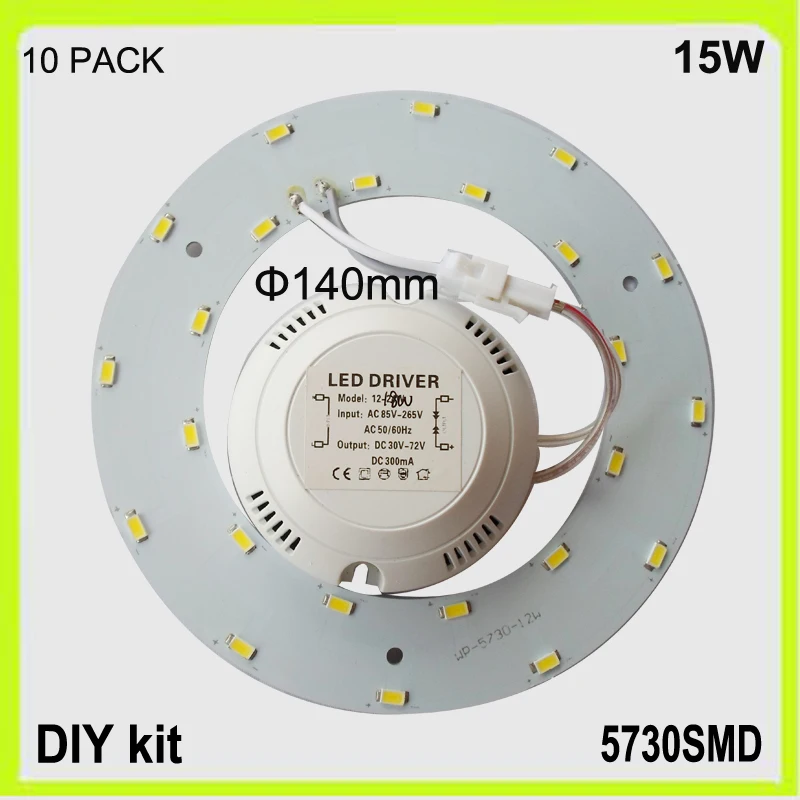 

Wholesale 10 PACK 1200lm 12W LED ceiling light led ring PCB round dia140mm luminaries lampara DIY install 120v 220V 230V 240V