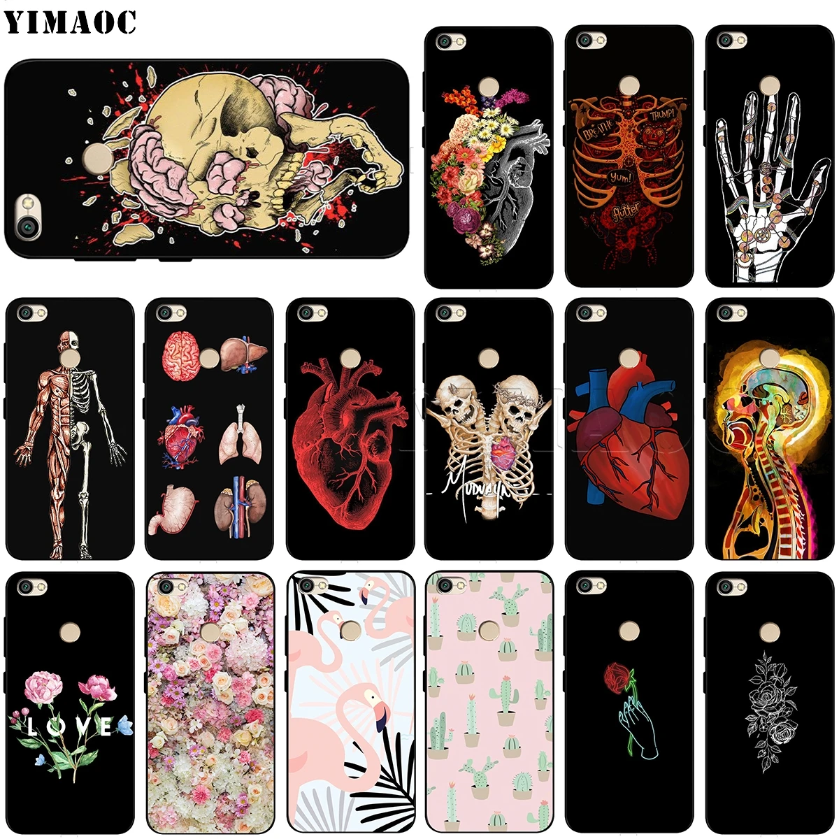 

YIMAOC Human Anatomy Silicone Case for Xiaomi Redmi Note 4 4x 4a 5 5a 6 8 Pro Prime Plus