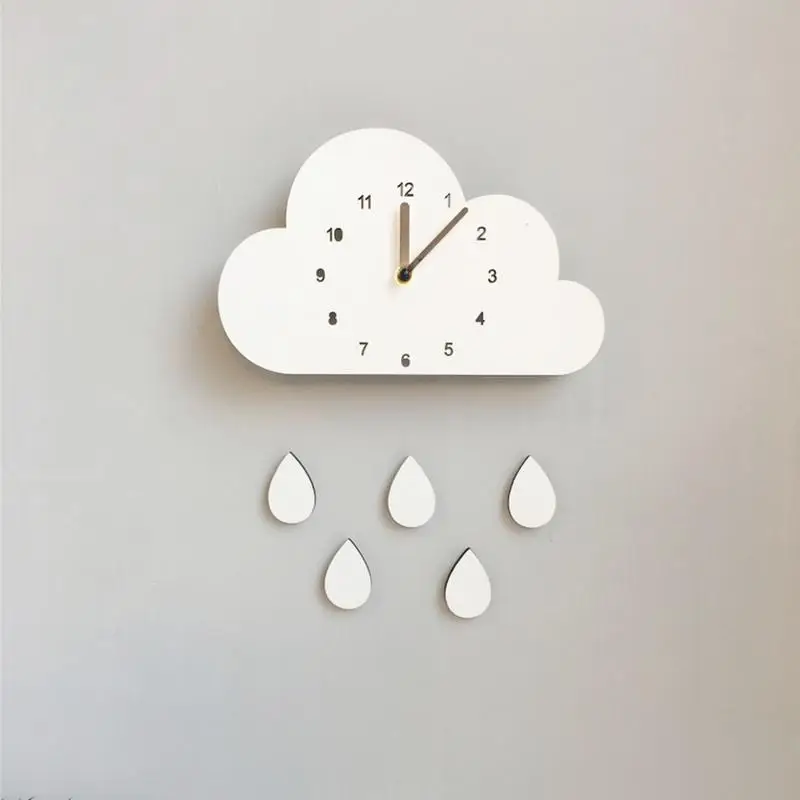 

Nordic Home Cloud Water Droplets Mute Clock Wall Decoration Children's Room wall clock big quartz watch still life modern clocks