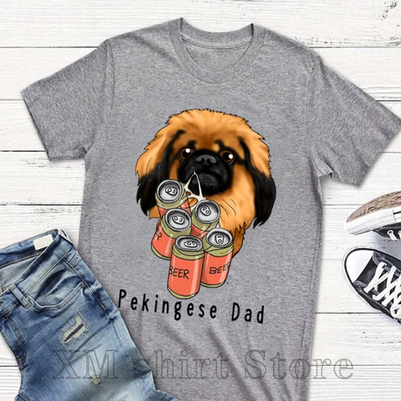 

Pekingese Dad Men T-Shirt men funny print women tops tee Casual O-neck tshirts