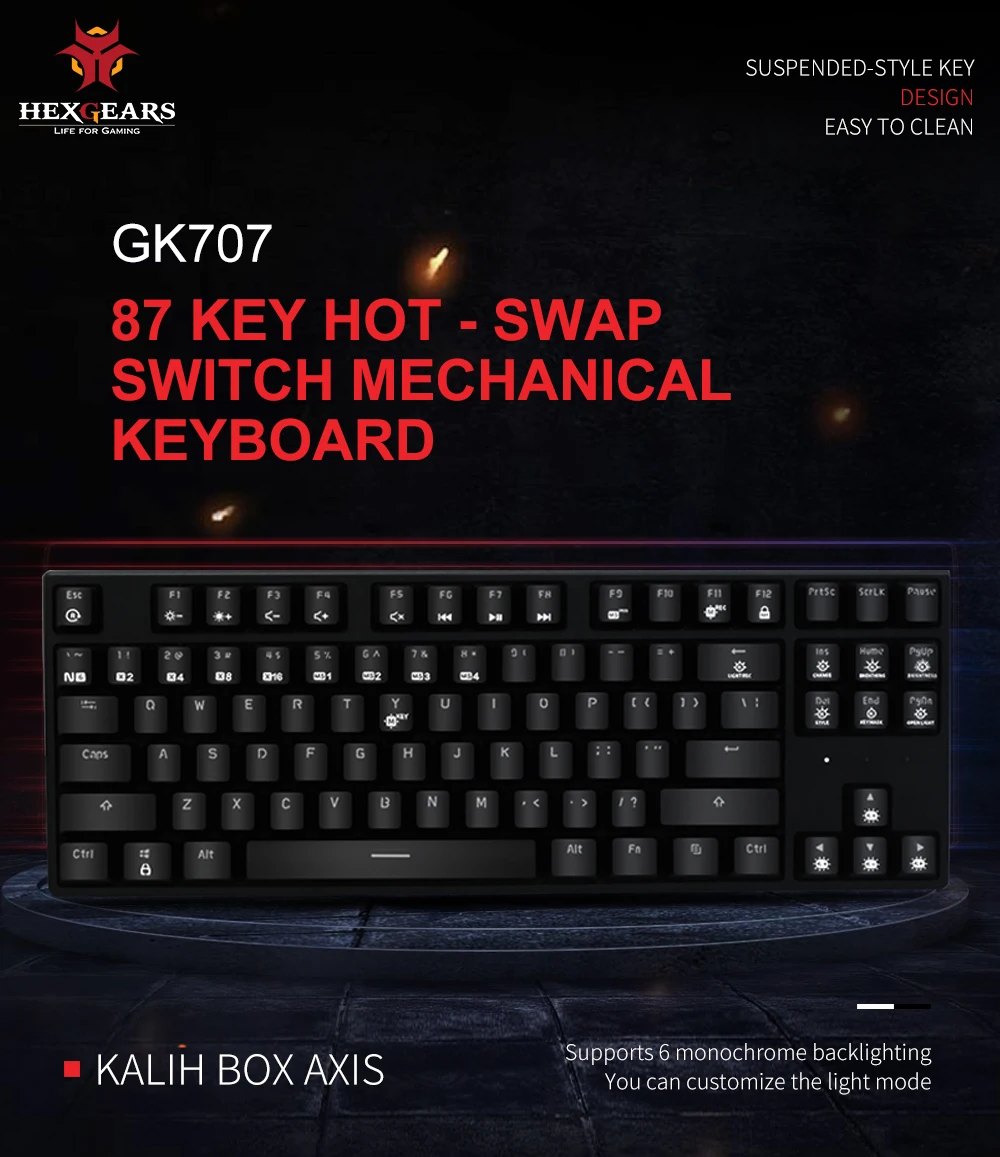 HEXGEARS GK707 87 Key waterproof Keyboard White Blue backlit Kailh Switch Keyboard Hot Swap Switch Mechanical Gaming Keyboard keyboards computer