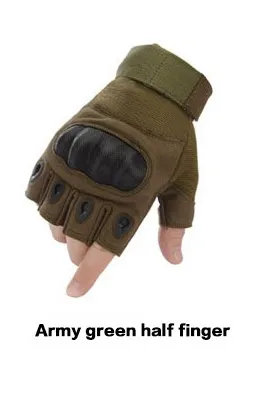 Карбоновые тактические перчатки без пальцев, военные армейские перчатки для стрельбы, пейнтбола, страйкбола, велосипедного мотокросса, жесткие перчатки на полпальца - Цвет: Green half gloves