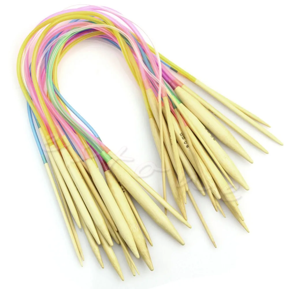 Новые разноцветные Бамбуковые Спицы 18 шт. 16 дюймов 40 см|knitting needles size 17|needle detectorknitting