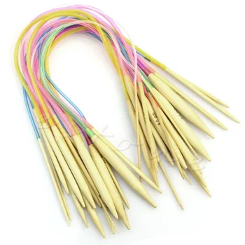 

18pcs 16" 40cm Multicolor Tube Circular Bamboo Knitting Needles New