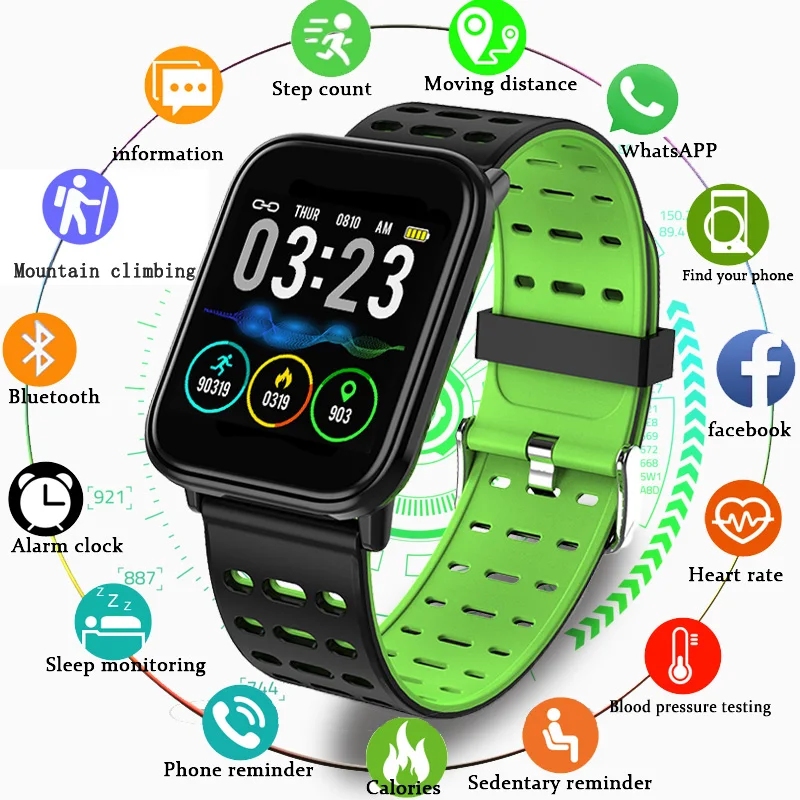 

2019 New Full Screen Touch Smart Bracelet Heart Rate Blood Pressure Monitor Fitness Tracker Sport Smart Band Pedometer Watch+Box