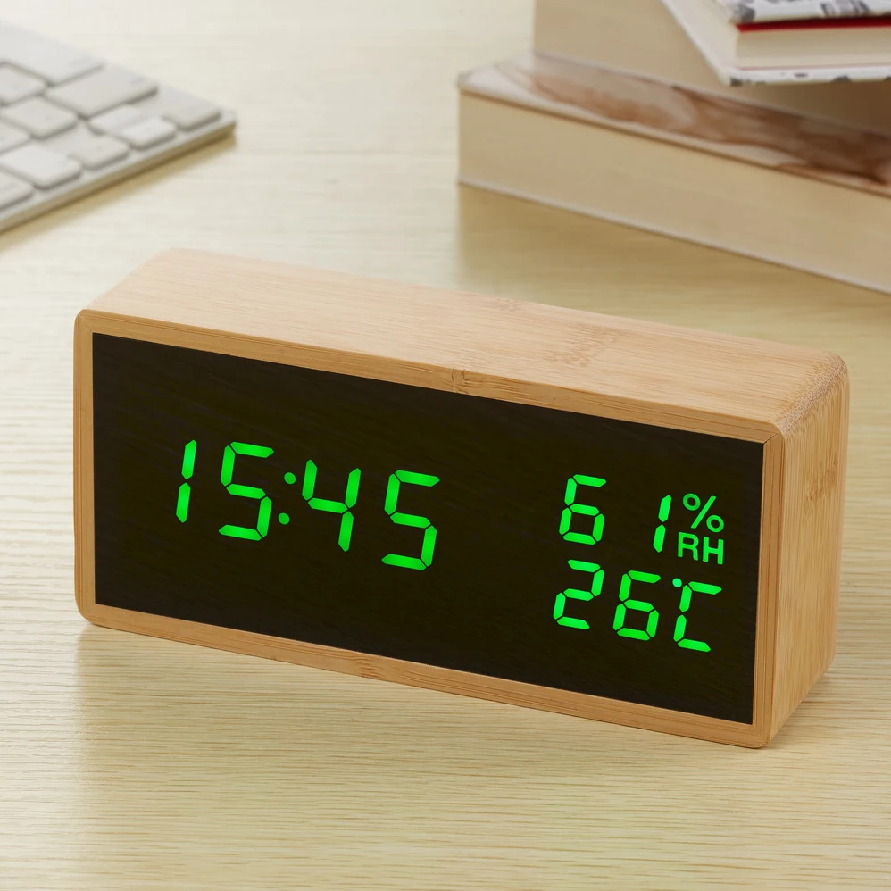 Modern Sound Control LED Alarm Clock Wooden Watch Despertador Temperature Humidity Electronic Desktop Digital Table Clocks Modern Sound Control LED Alarm Clock Wooden Watch Despertador Temperature Humidity Electronic Desktop Digital Table Clocks