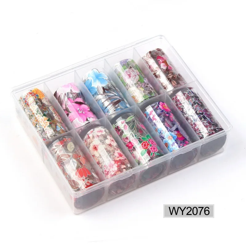 10pc/box Nail Foil Set Adhesive Transfer Sticker Rainbow Sky Sexy Leopard Personalized Pattern Slider Decoration Manicure kits