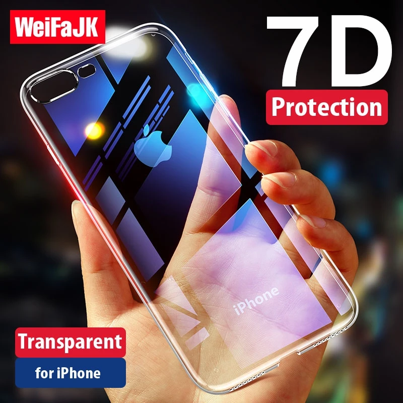 

WeiFaJK Transparent Case for iPhone 7 Plus 6 6s 5 5s SE Phone Case Silicone Soft TPU Protection Cover for iPhone 6 6s 7 8 Plus X