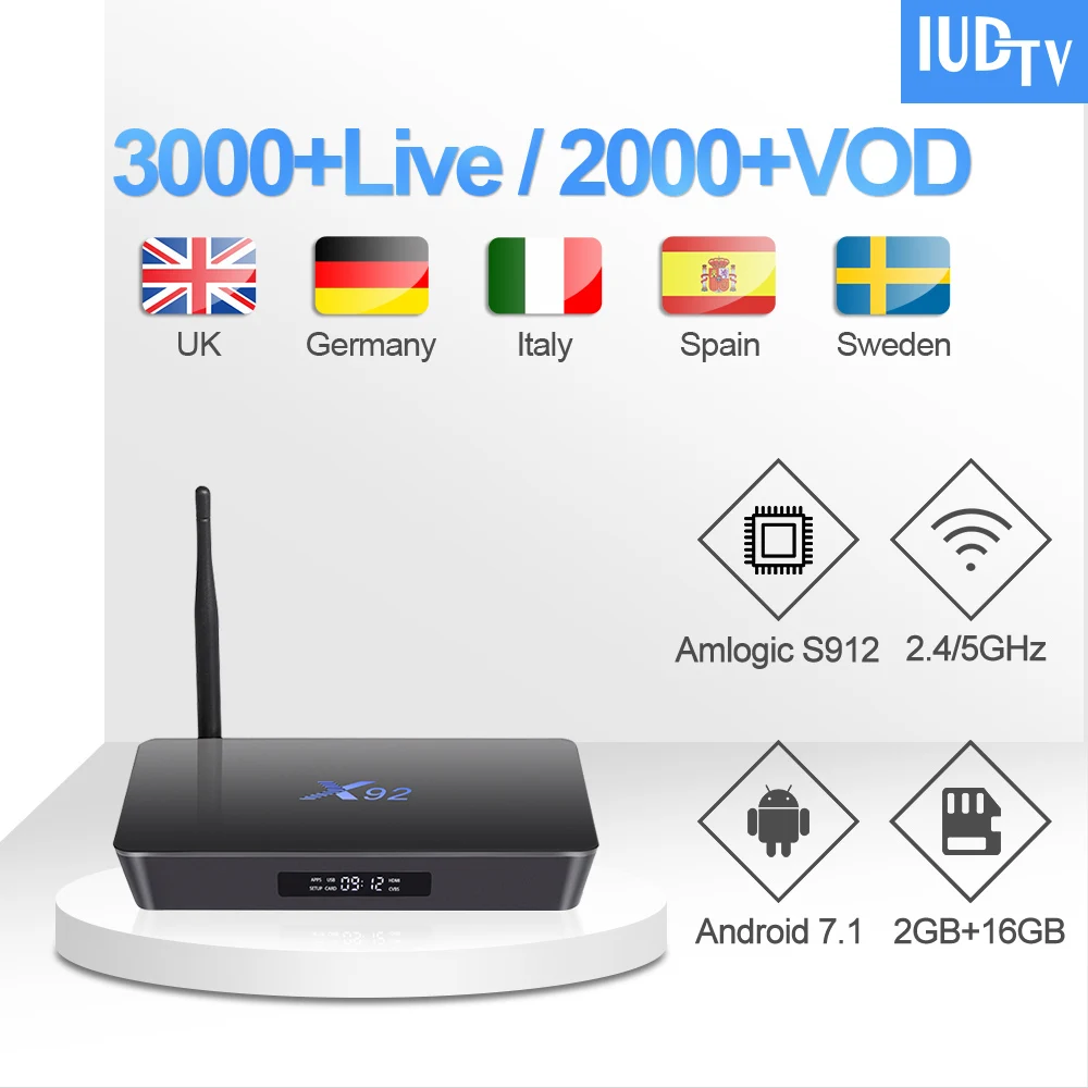

IPTV Italy Greece X92 TV Box 1 Year IUDTV UK Swedish IPTV Subscription S912 Android 7.1 Arabic Turkish Germany Swedish IP TV UK