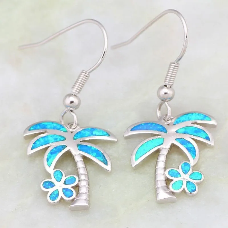 

Bohemian Coconut Palm Tree Dangle Earring Silver Color Statement Earrings For Women Summer Holiday Hawaii Brincos Jewelry L5C224