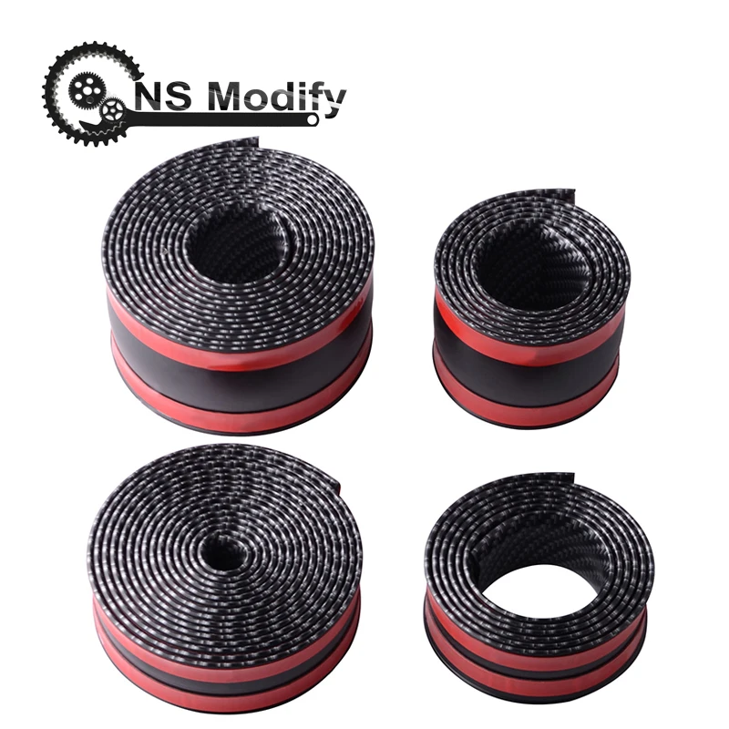 

NS Modify 5D Carbon Fiber Style Car Scuff Plate Door Sill Cover Panel Step Protector Rubber Soft Bumper Strip Car Styling