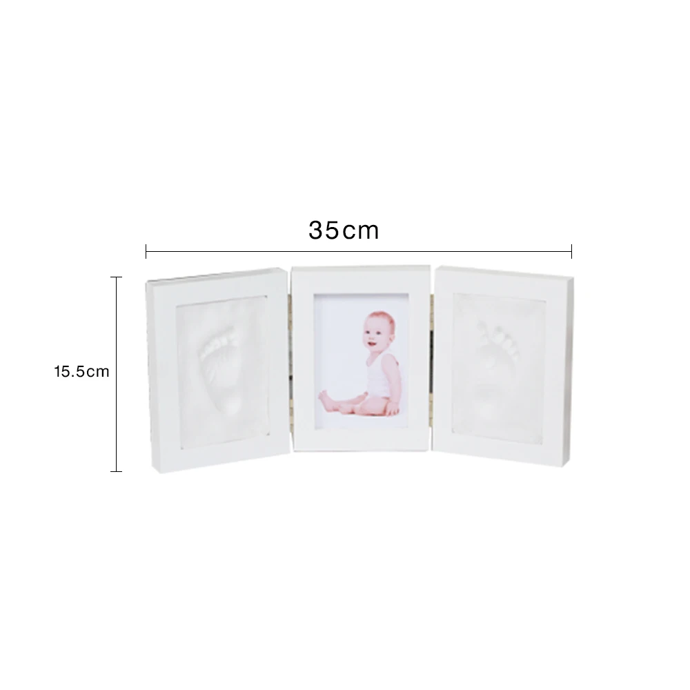 Baby Hand&Foot Print Hands And Feet Mold Maker Solid Wooden Photo Frame With Cover Fingerprint Mud Set Baby Growth Memorial Gift