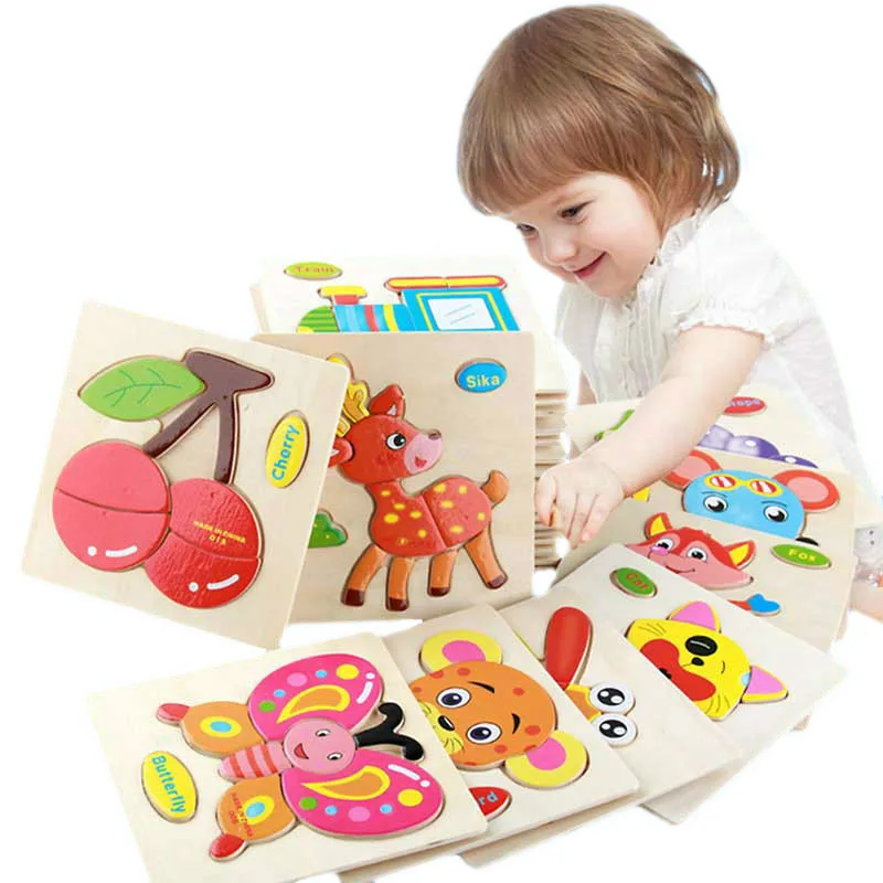 

3D Wooden Puzzle Educational Toys Developmental Baby Child Early Training Game for Kids Toys Object Recognition