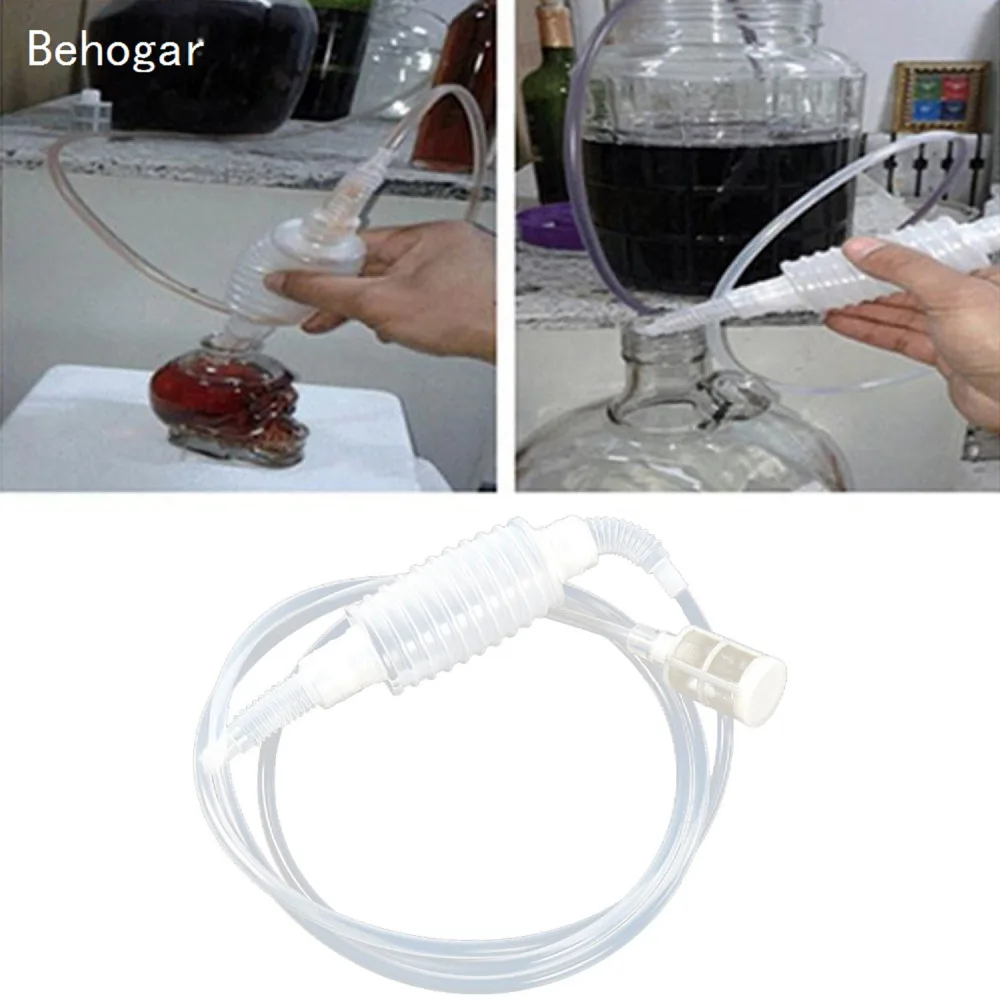 Behogar 1.97M Length Manual Hand Siphon Filter Soft Tube Brew Syphon Tube Pipe Hose Wine Beer