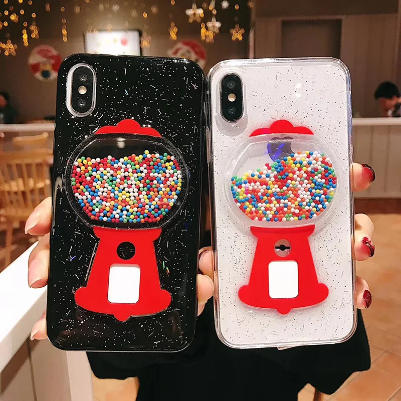 

Japan Cartoon Capsule Toy Glitter Case for iPhone X XS Max XR Transparent Soft Silicon Cover for iPhone 8 7 6 6s plus Capa Coque