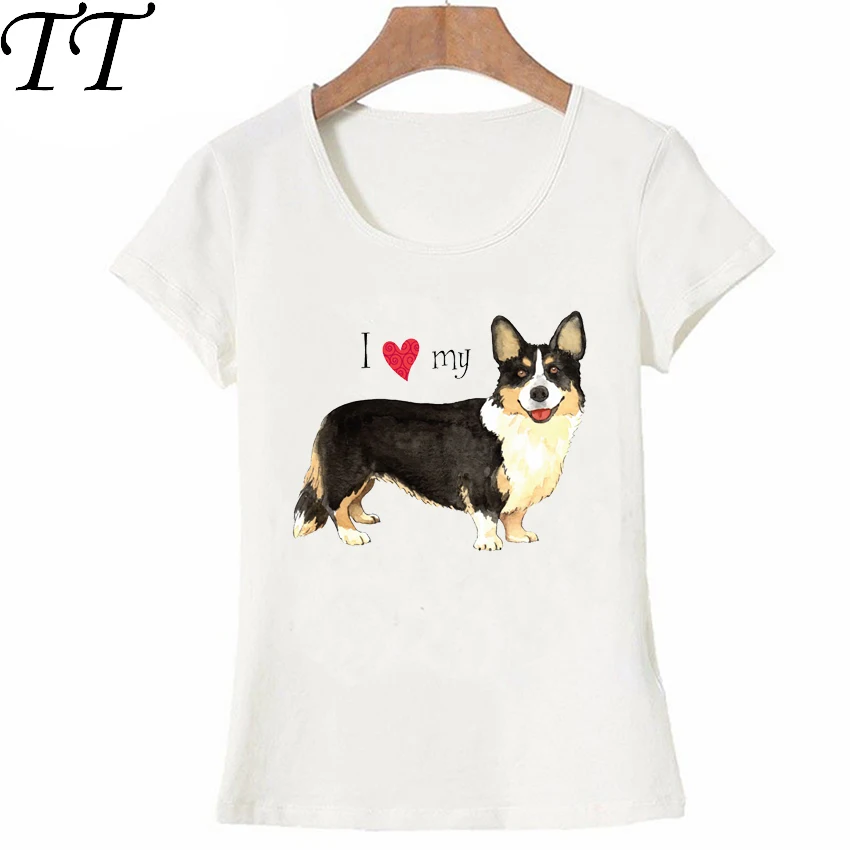 

I Love my Friend Welsh Corgi T-Shirt summer fashion Women t-shirt Hipster cool Corgi Dog casual maiden Tops Cute female Tees