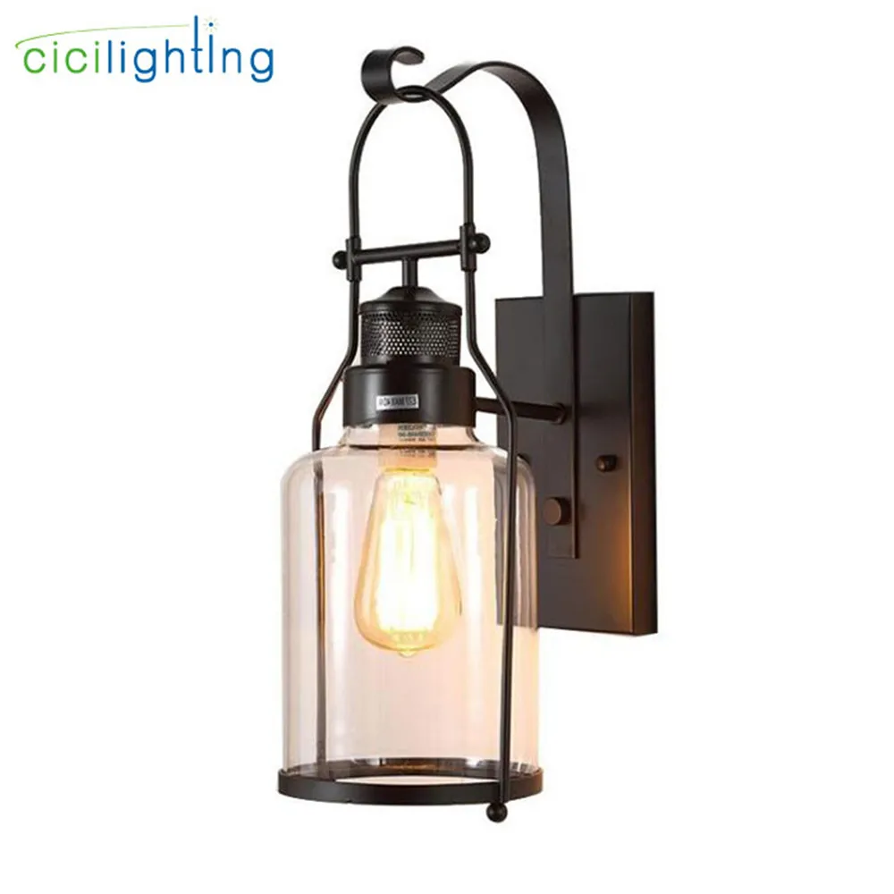 European Antique Outdoor Wall Lights Balcony Aisle Staircase led Outdoor Waterproof Wall Sconces Glass Shade Decor Porch Lamp e12 e14 candle led bulb c35 4w dimmable led filament bulb amber glass 110v 220v warm white 2700k decor candelabra antique lamp