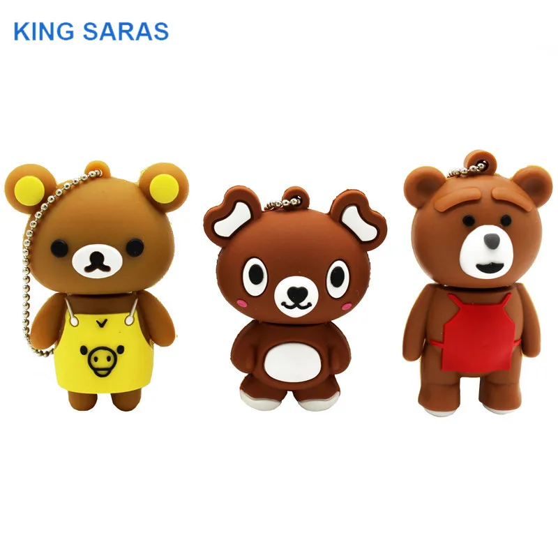 KING SARAS Милая 6 модель картонная фигурка медведя usb флэш-накопитель 4 ГБ 8 ГБ 16 ГБ 32 ГБ 64 ГБ флешка, подарок usb 2,0