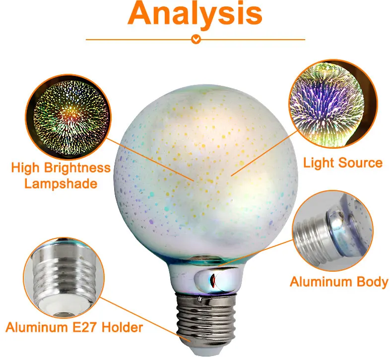 Вечерние 3D звезда светодиодный Эдисон лампы 220V с серебряным покрытием Стекло красочные E27 светодиодный светильник праздничный новогодний декор ретро лампы накаливания светильник