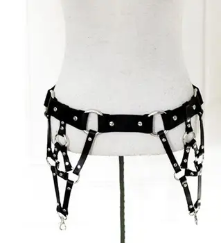

Sexy fashion adjustable leather body harness,studded cutout night out decorative bondage straps on waist body in black