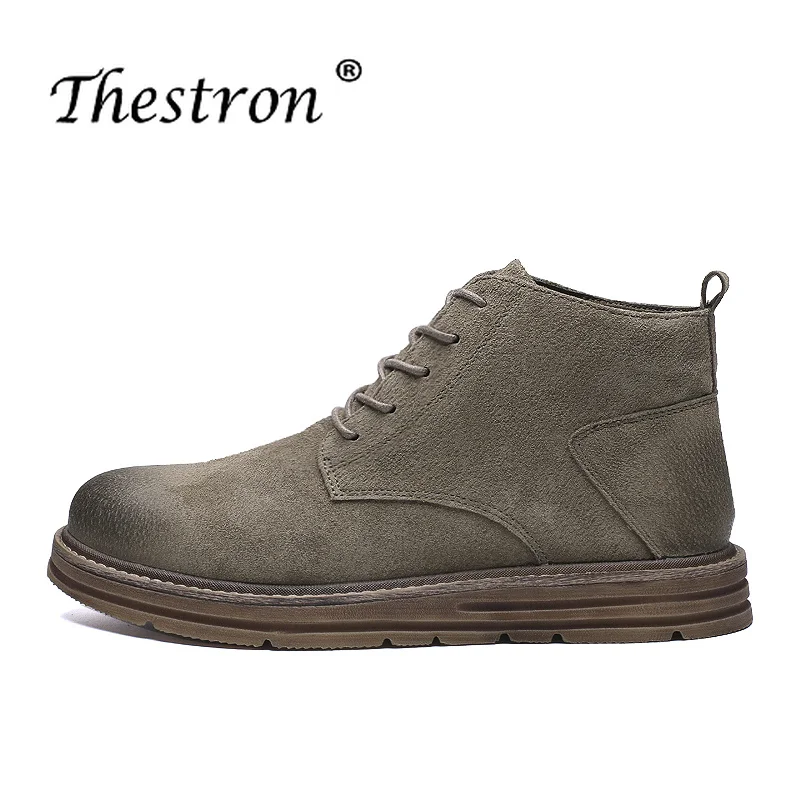 

2018 Man Working Safety Boots Black Brown Men Casual Shoes High Top Men Outdoor Boots Pig Suede Autumn Winter Boots Brands