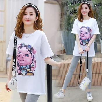 

2019 new maternity dress Korean version of the cartoon print pregnant women T-shirt summer fashion pregnancy skirt