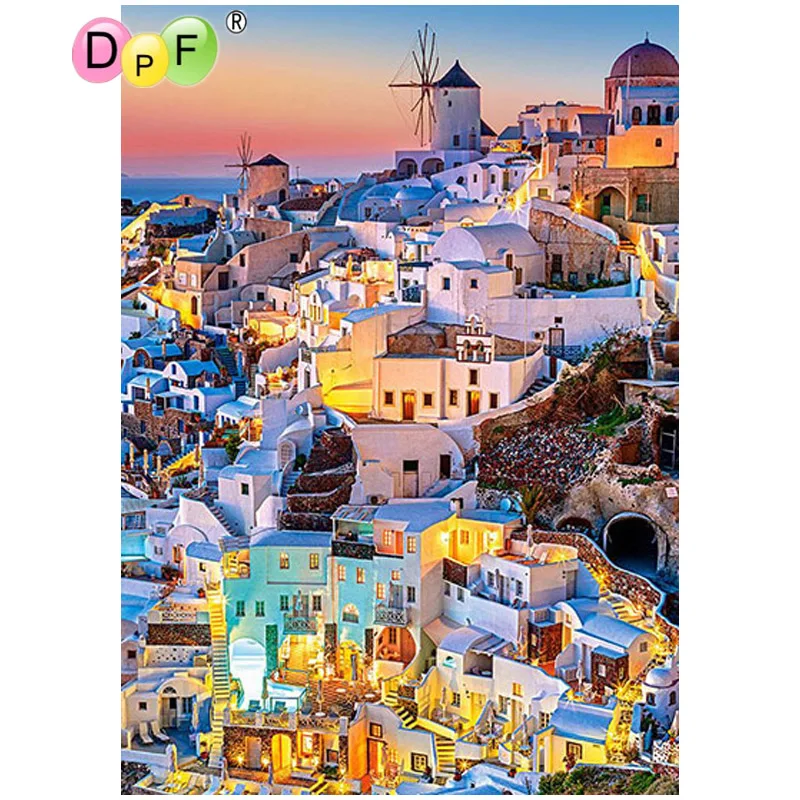 

DPF DIY Santorini 5D square diamond painting cross stitch crafts diamond embroidery wall painting home decor mosaic