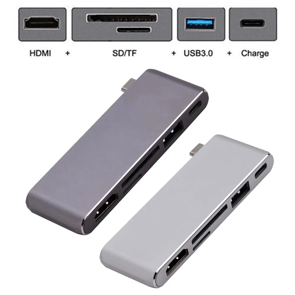  Type C to HDMI USB3.0 HUB USB-C Charging SD/TF Card Reader Adapter For Macbook Xiaomi