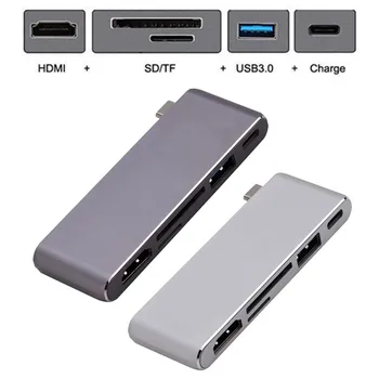 

Type C to HDMI USB3.0 HUB USB-C Charging SD/TF Card Reader Adapter For Macbook Xiaomi