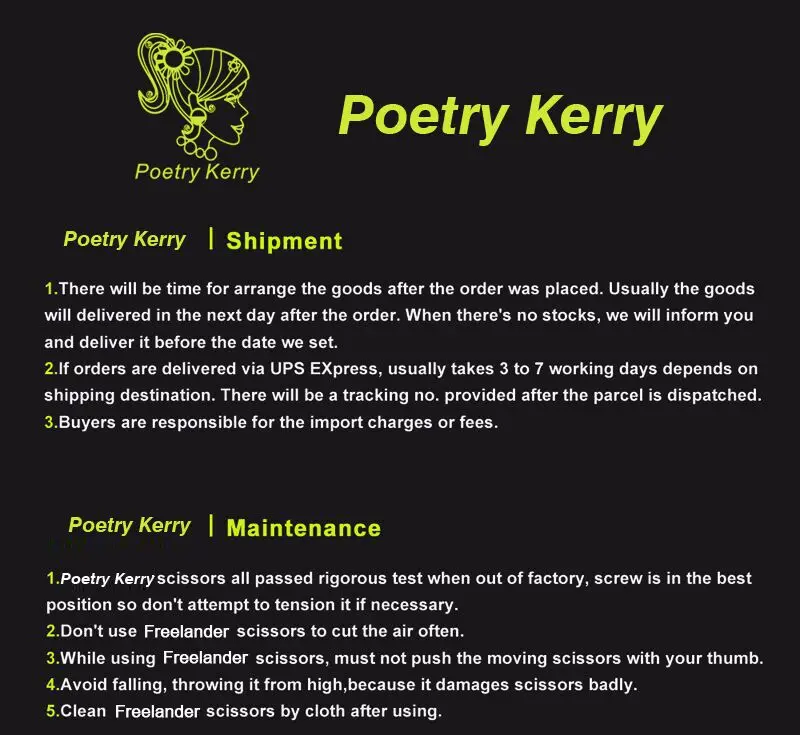 7 дюймов poetry Kerry 440C "Комплект для ухода за шерстью домашних животных, прямые и истонченные ножницы и изогнутые кусочки 4 шт. F2L-70 для левосторонней резки